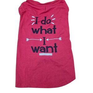 I Do What I Want Pet Dog Shirt Red Graphic  Top Size L Fits Small to Medium Dog‎